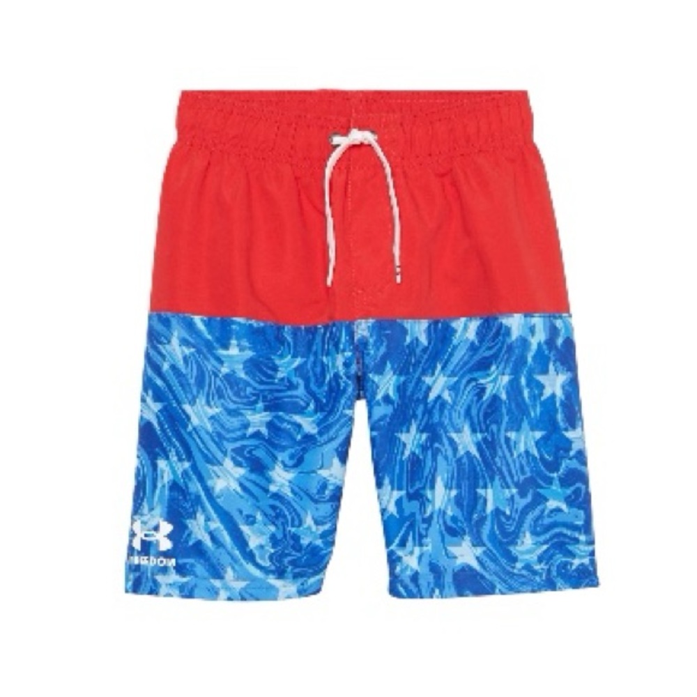 Under Armour Boys American Flag Patriotic Swim Trunks size youth medium - volley